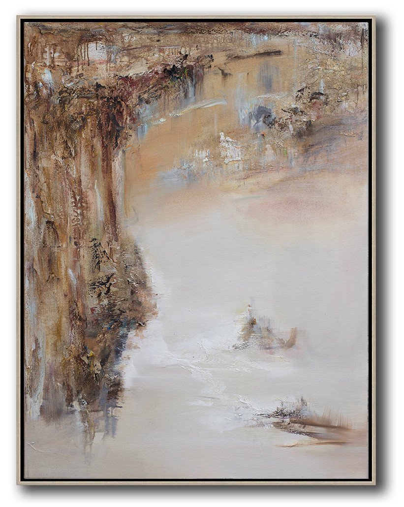 Extra Large Textured Painting On Canvas,Abstract Landscape Oil Painting,Acrylic Painting On Canvas,Brown,White,Grey.etc